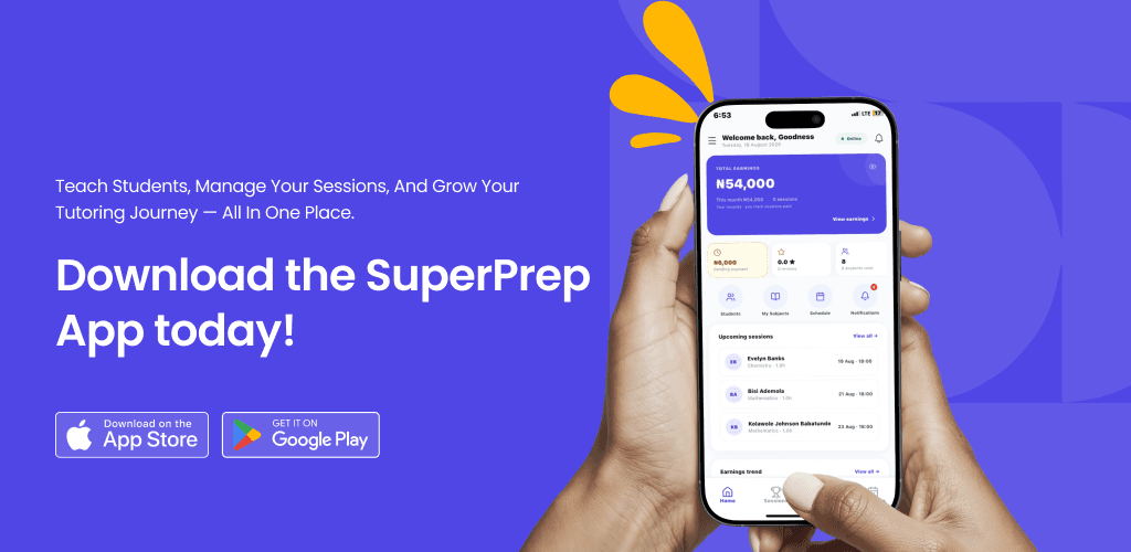 The SuperPrep tutors app shown on a phone.